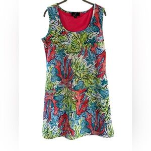 Ronni Nicole Colorful sealife starfish Coral Mini Dress Large‎ nautical Beach